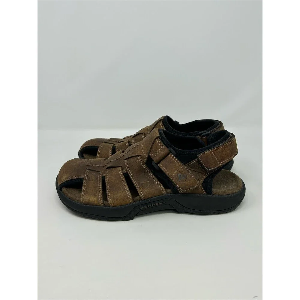 Merrell Men's Fisherman Sandals Brown Closed Toe Hook & Loop Outdoor Size 8